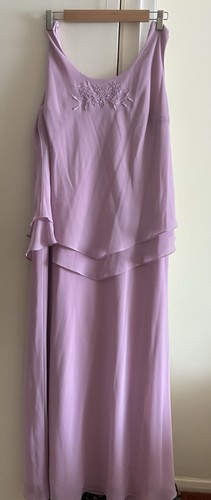 Lilac chiffon embroidered long - chiffon,